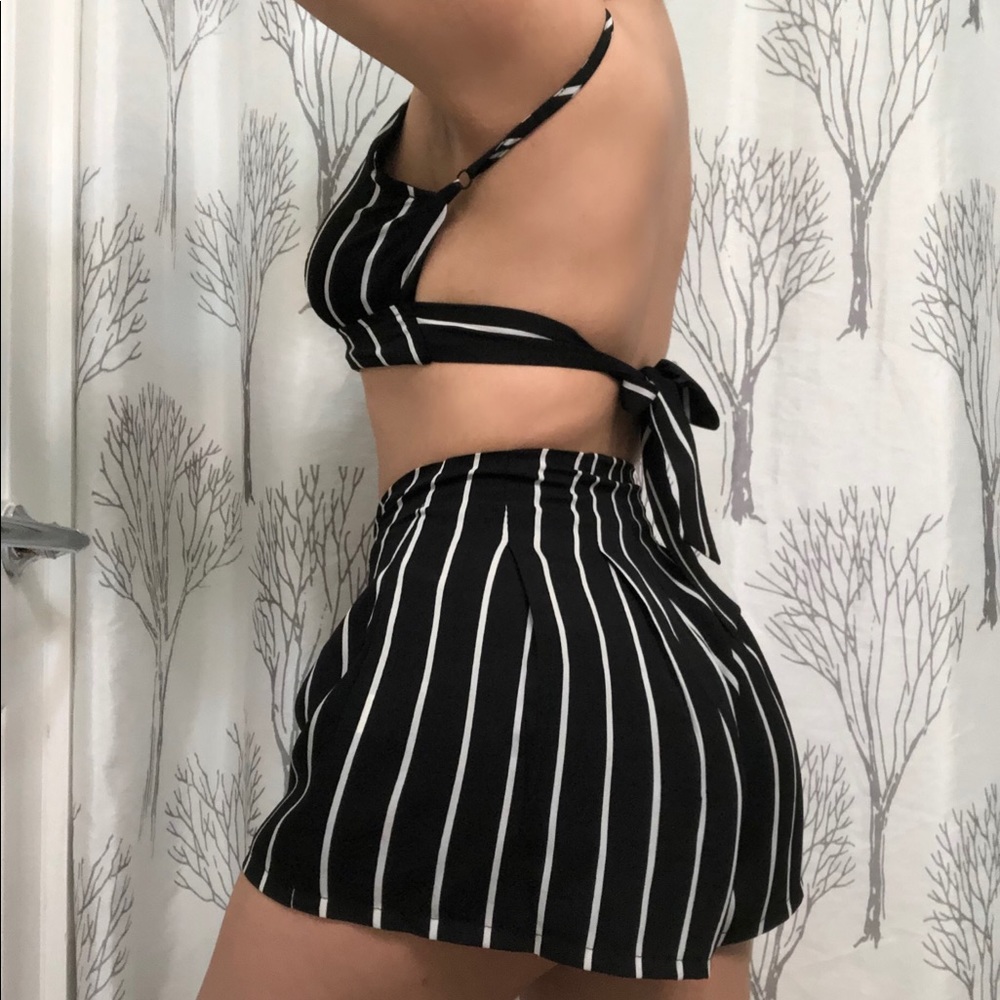 Two piece navy striped set